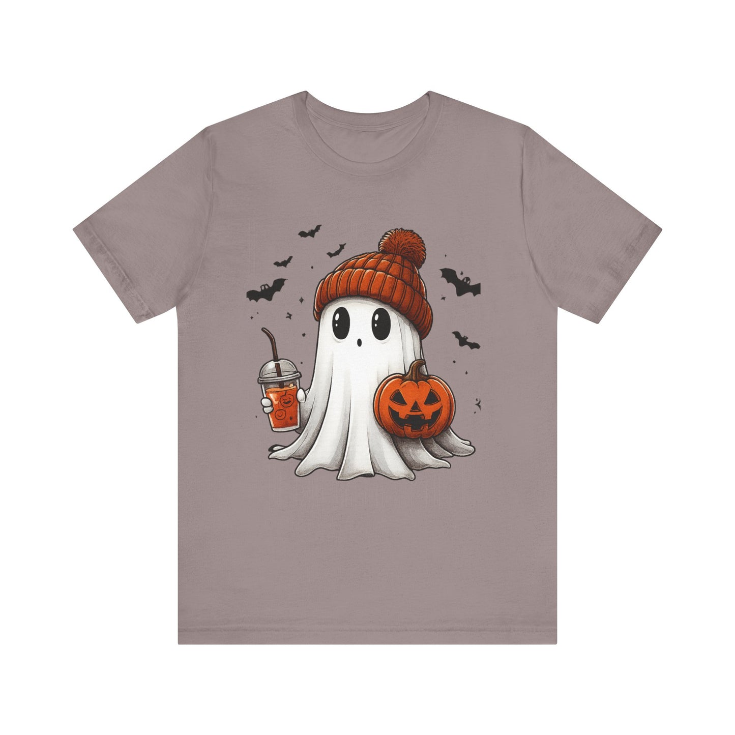 HALLOWEEN GHOST WITH A DRINK Unisex Jersey Short Sleeve Tee