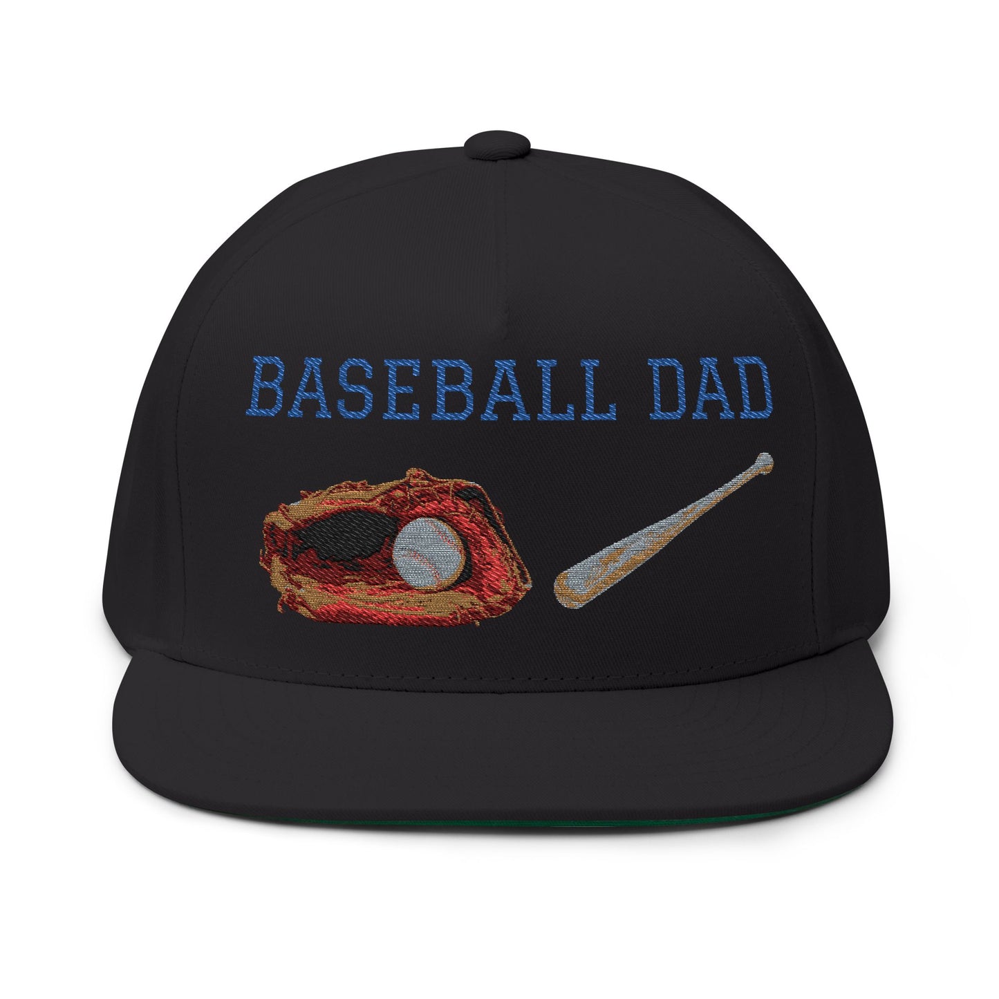 Baseball Dad Flat Bill Cap - Embroidered Cap for Sports Lovers