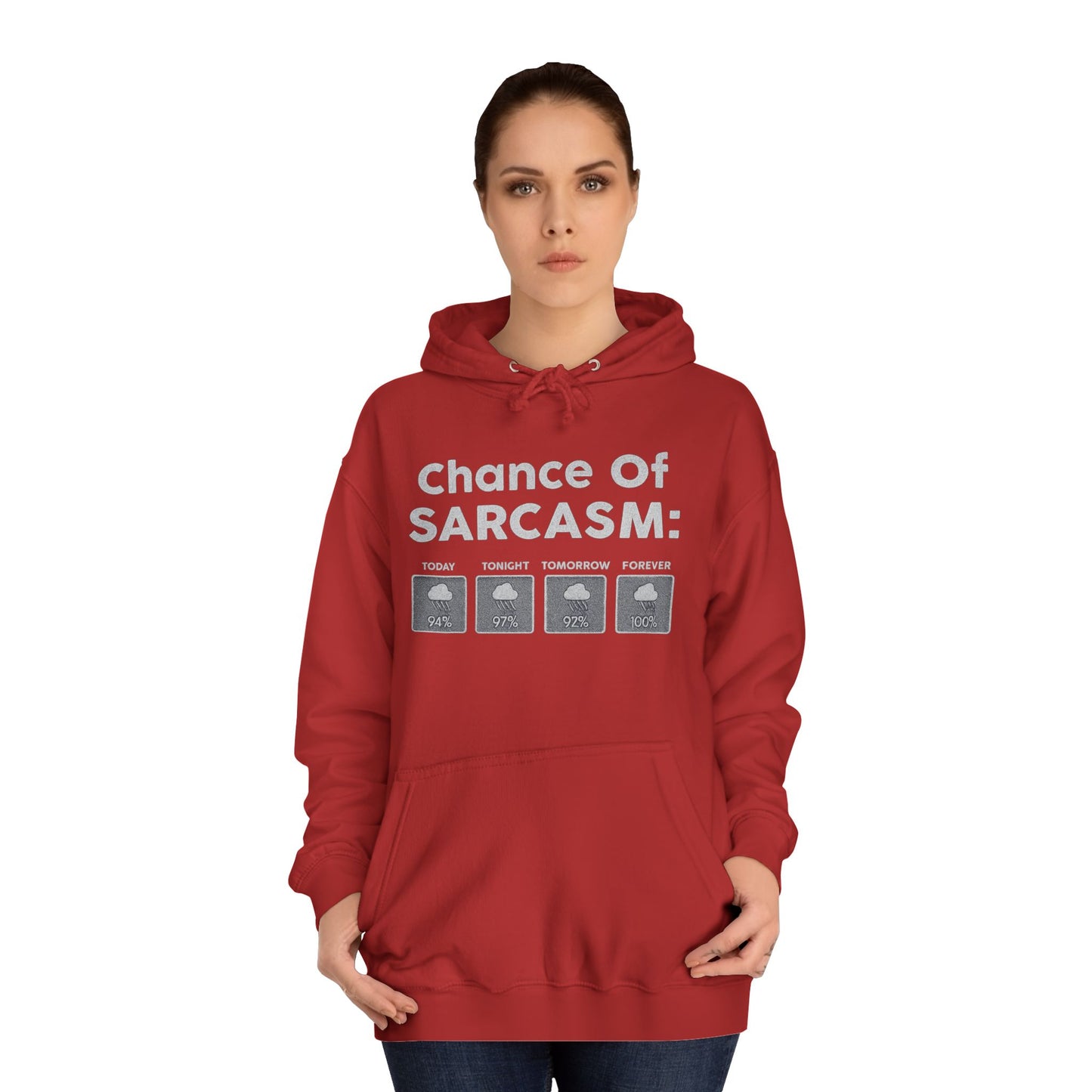 CHANCE OF SARCASM HOODIE Unisex College Hoodie, Funny Hoodie, Gift for Students, Casual Wear, Sarcastic Apparel, College Life Hoodie
