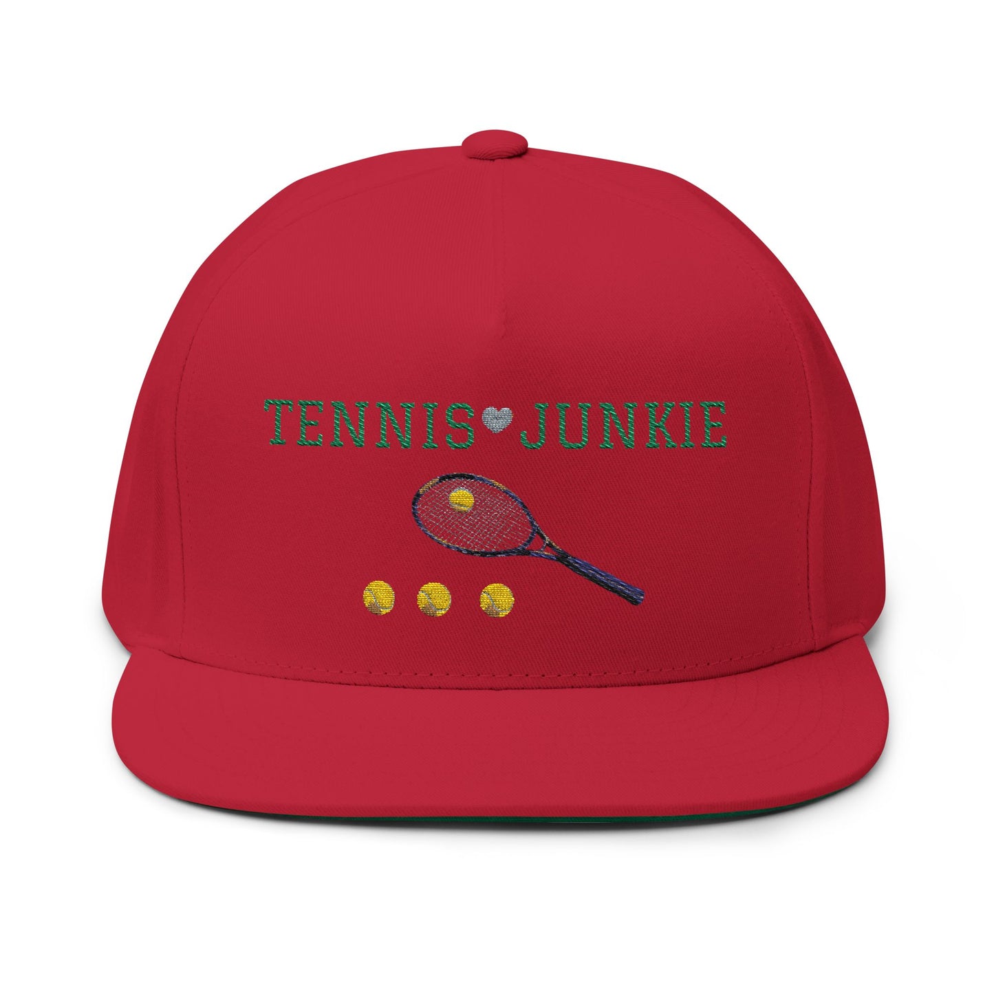 Embroidered Tennis Junkie Flat Bill Cap - Perfect Gift for Tennis Lovers