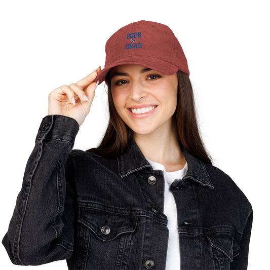 2026 EMBROID GRAD  CAP Vintage  Corduroy Cap for Grad, Gift for Graduates, Unisex Baseball Hat, Casual Headwear, Trendy Accessories, Graduation 2023