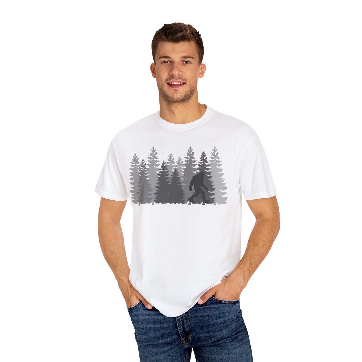 BIGFOOT COLLEGE MEN FOREST  TSHIRT, Casual Tee, Outdoor Apparel, Wilderness Shirt, Adventure Gift, Unisex Graphic Tee
