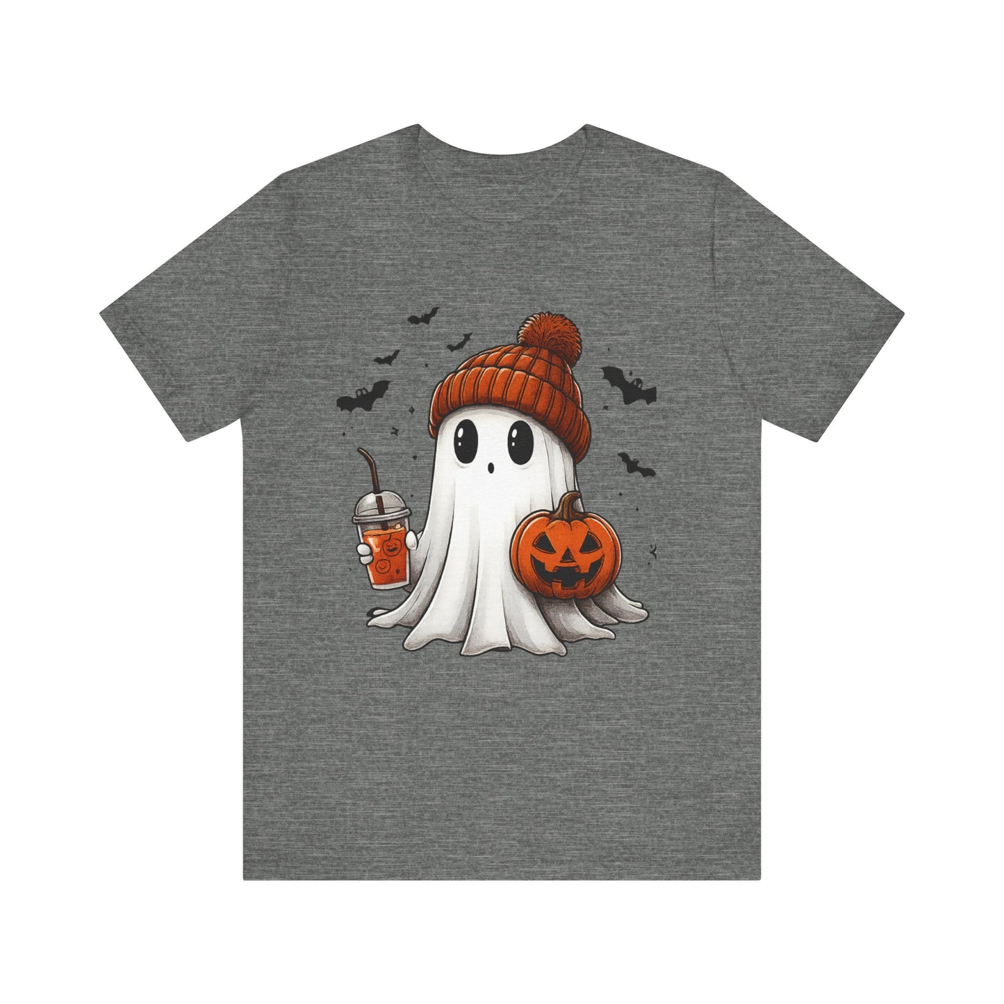 HALLOWEEN GHOST WITH A DRINK Unisex Jersey Short Sleeve Tee