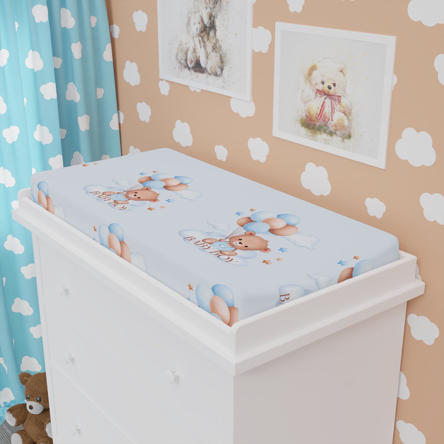 Cute Baby Changing Pad Cover - Baby Boy Balloon Design