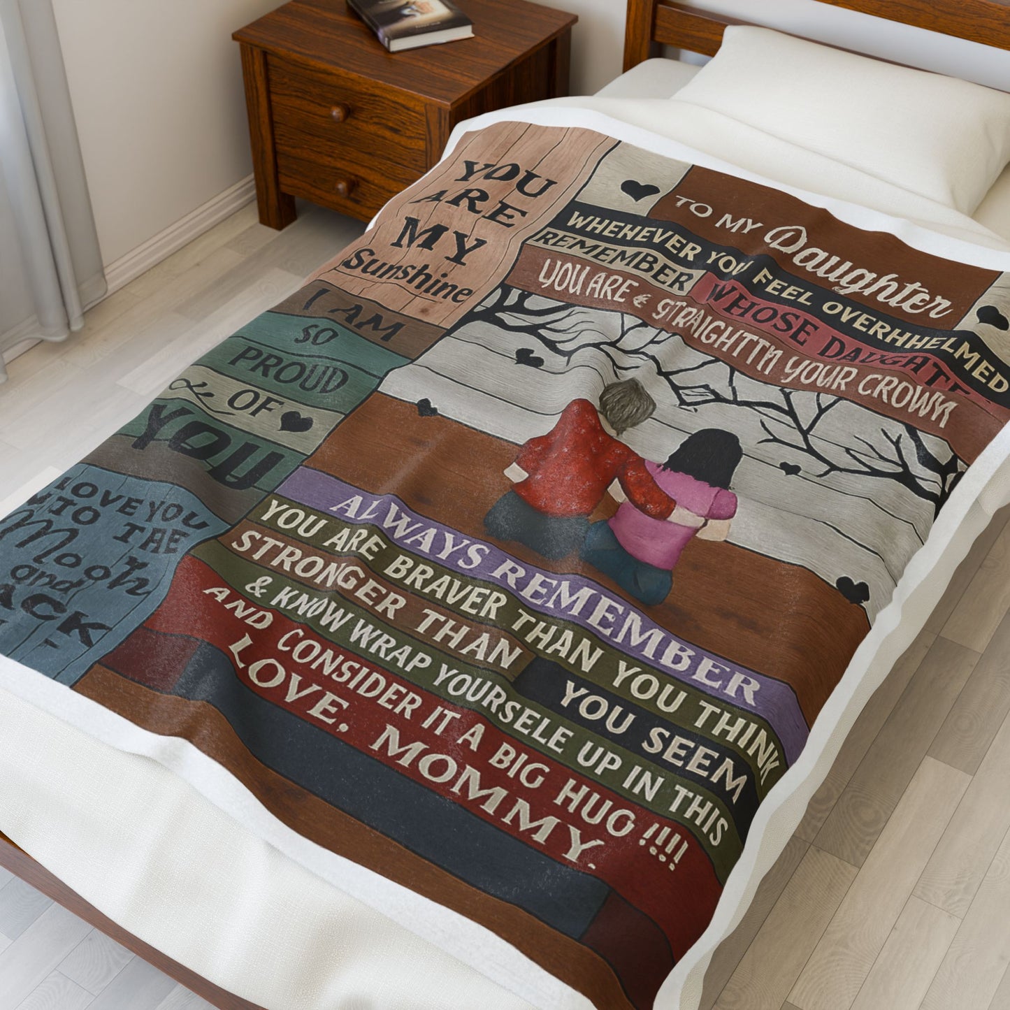 TO MY DAUGHTER Velveteen Plush Blanket