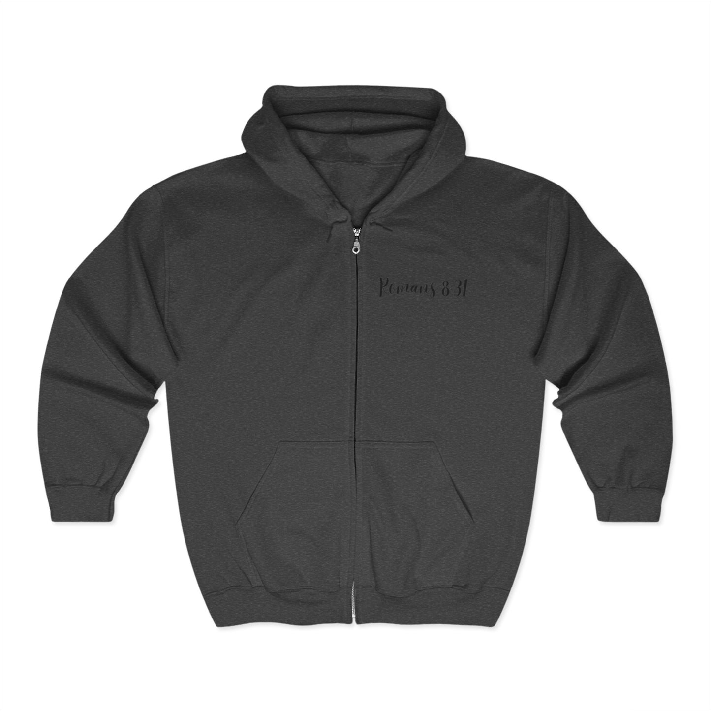 Inspirational Zip-Up Hoodie - Romans 8:31 - Unisex Heavy Blend™