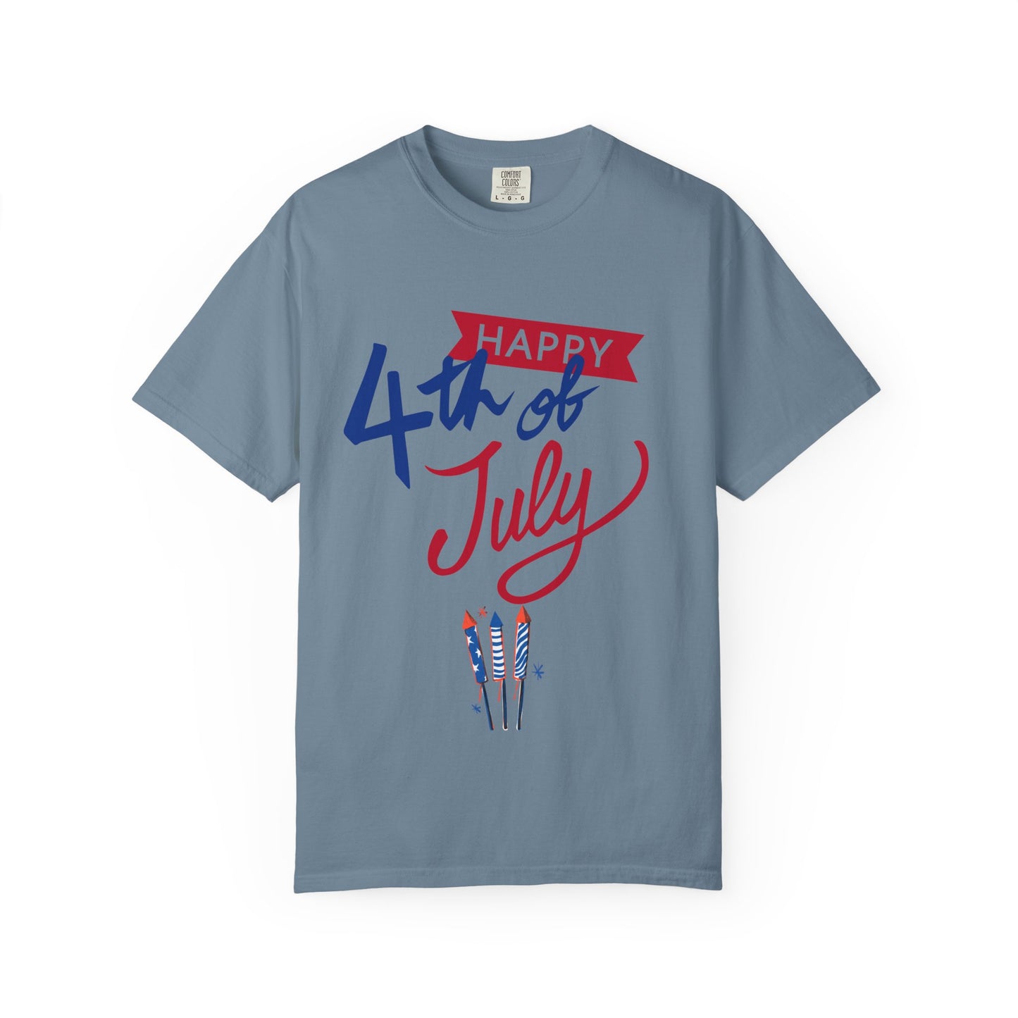 Happy 4th of July Unisex T-shirt, Patriotic Tee for Independence Day, Summer Celebration Shirt, Fireworks Design, Gift for Friends