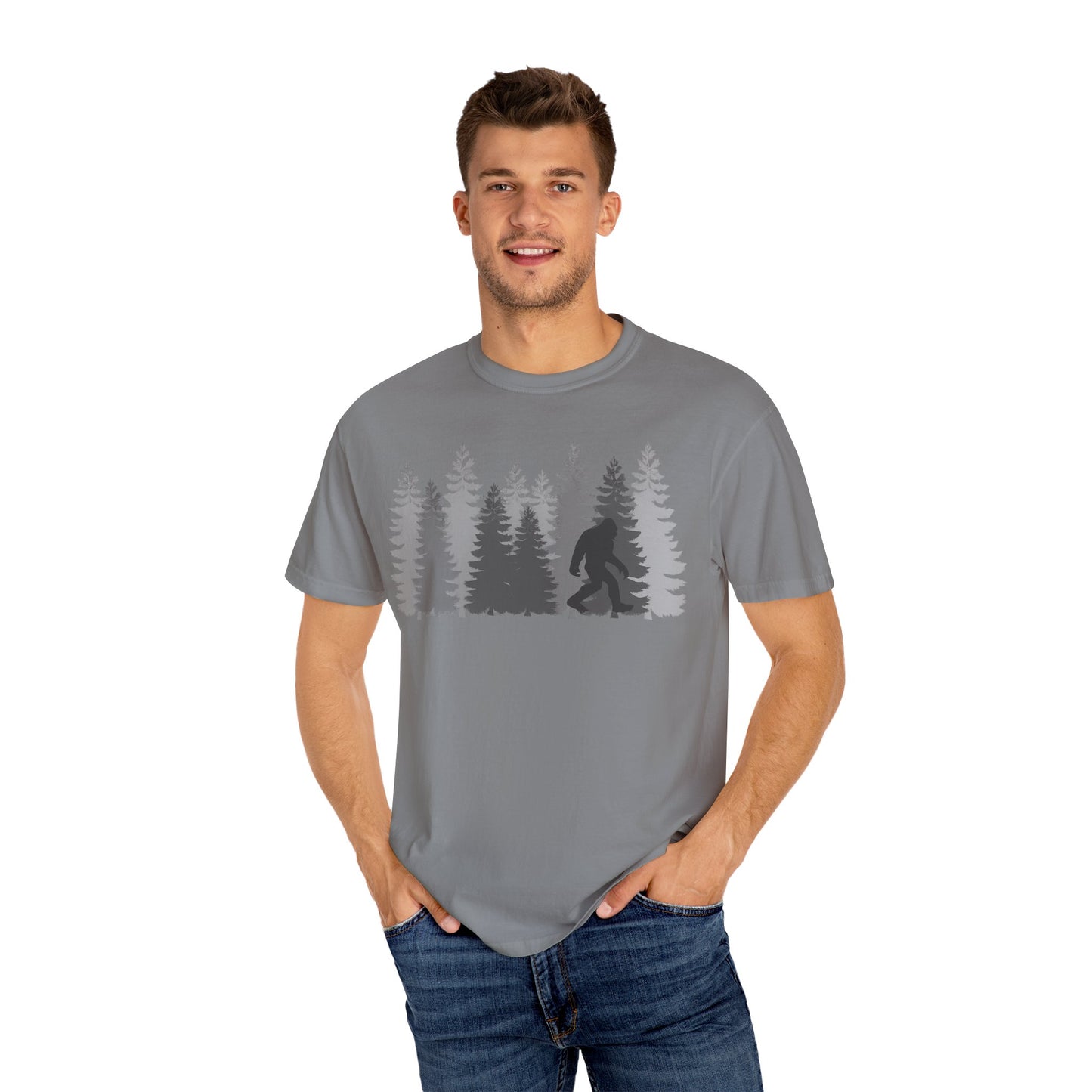 BIGFOOT COLLEGE MEN FOREST  TSHIRT, Casual Tee, Outdoor Apparel, Wilderness Shirt, Adventure Gift, Unisex Graphic Tee