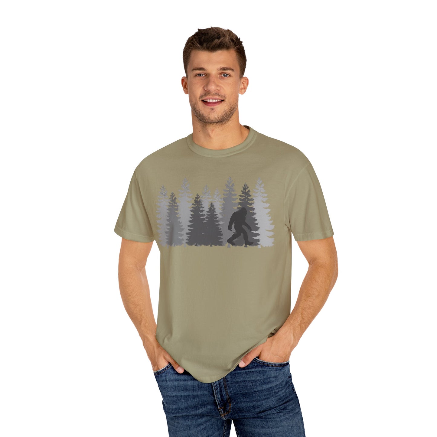 BIGFOOT COLLEGE MEN FOREST  TSHIRT, Casual Tee, Outdoor Apparel, Wilderness Shirt, Adventure Gift, Unisex Graphic Tee