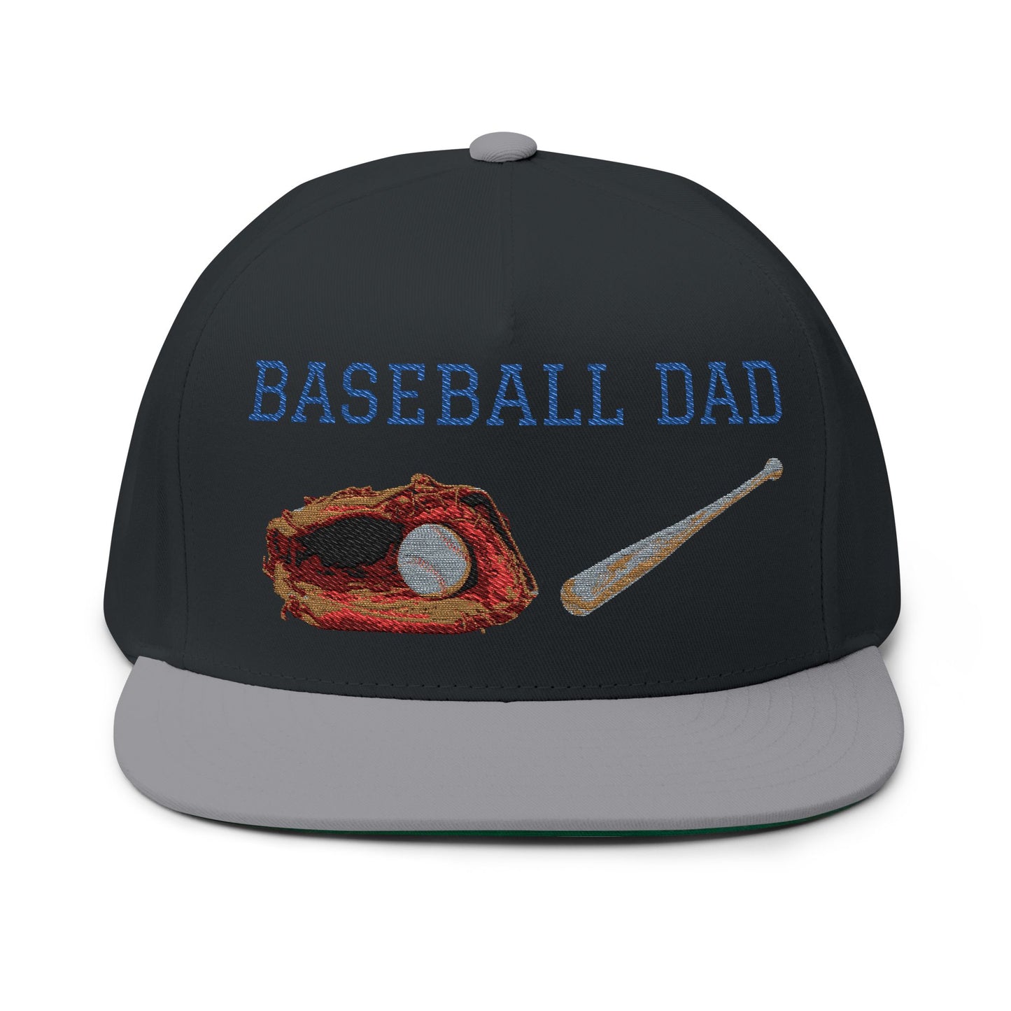 Baseball Dad Flat Bill Cap - Embroidered Cap for Sports Lovers