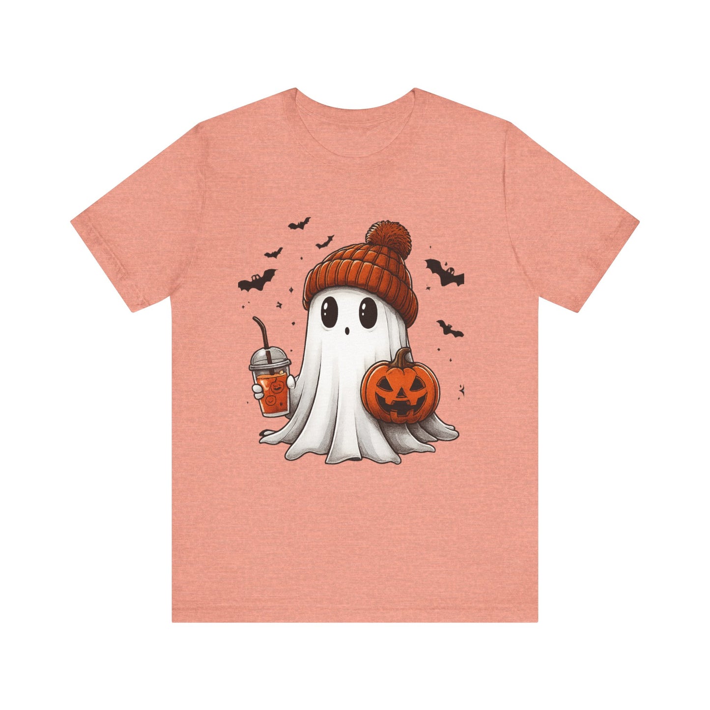 HALLOWEEN GHOST WITH A DRINK Unisex Jersey Short Sleeve Tee