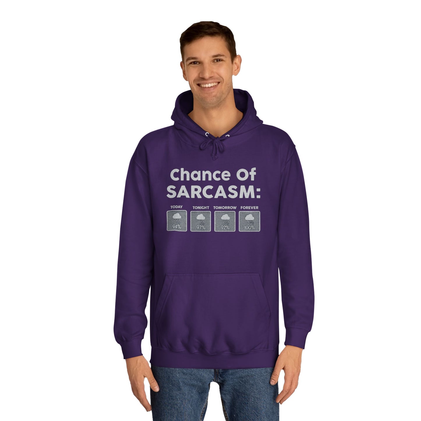 CHANCE OF SARCASM HOODIE Unisex College Hoodie, Funny Hoodie, Gift for Students, Casual Wear, Sarcastic Apparel, College Life Hoodie