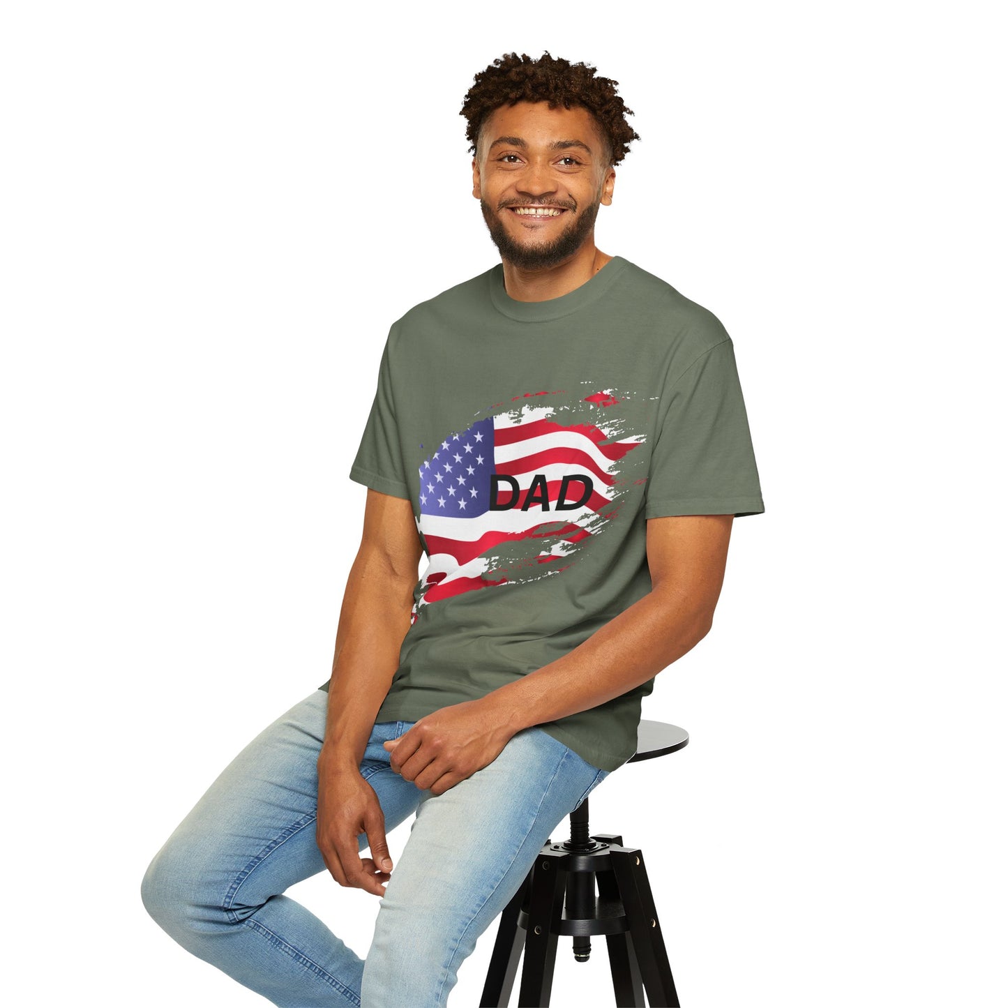 Patriotic Dad T-Shirt - Unisex Garment-Dyed Tee for Father's Day & Celebrations
