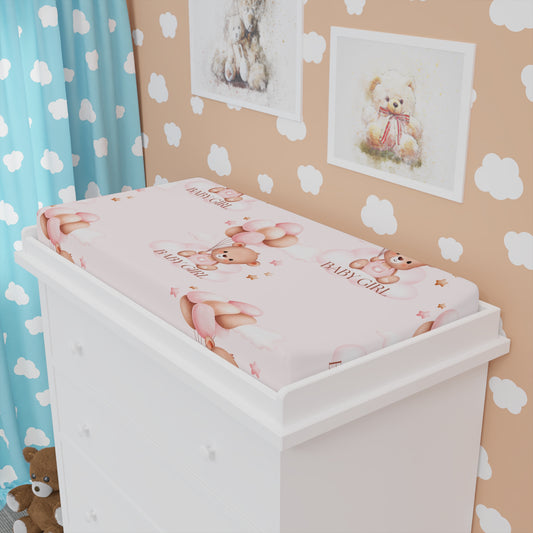 Cute Bear and Balloons - Whimsical Baby Changing Pad Cover