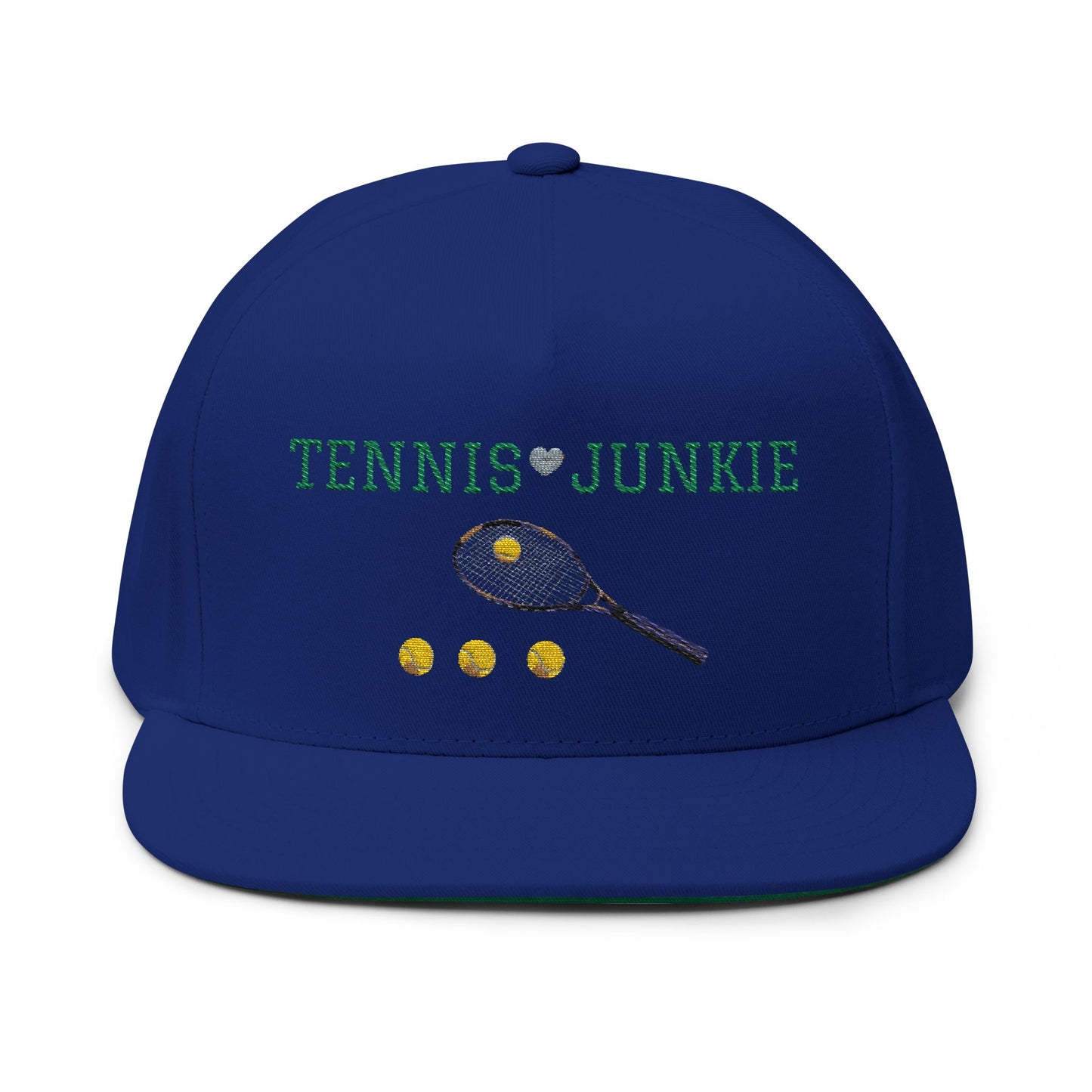 Embroidered Tennis Junkie Flat Bill Cap - Perfect Gift for Tennis Lovers