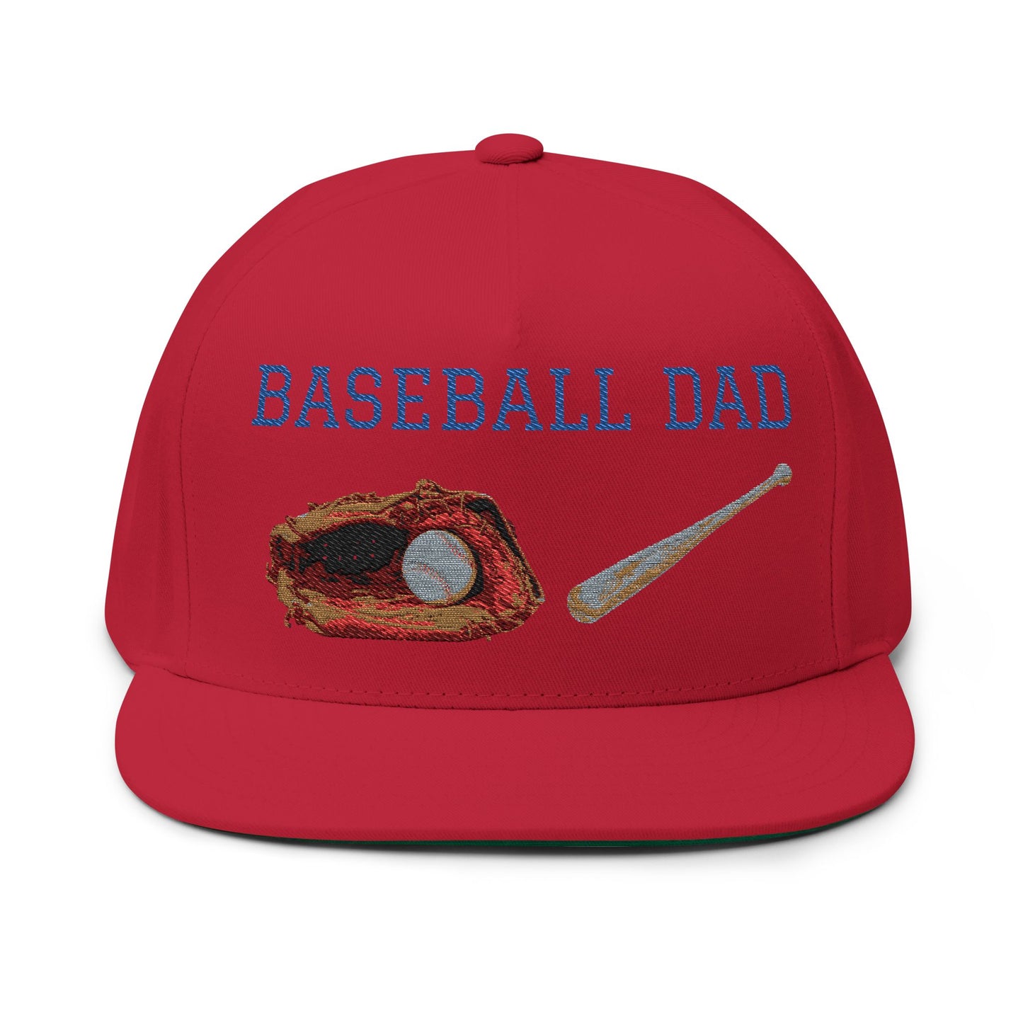 Baseball Dad Flat Bill Cap - Embroidered Cap for Sports Lovers