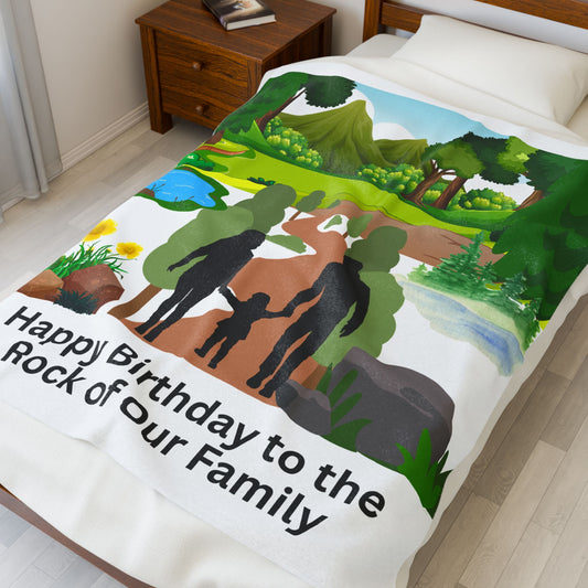 COZY SOFT VELVETEEN  BIRTHDAY DAD BLANKET - Cozy Gift for Birthdays, Family Celebrations, Home Decor, Personalized Throw