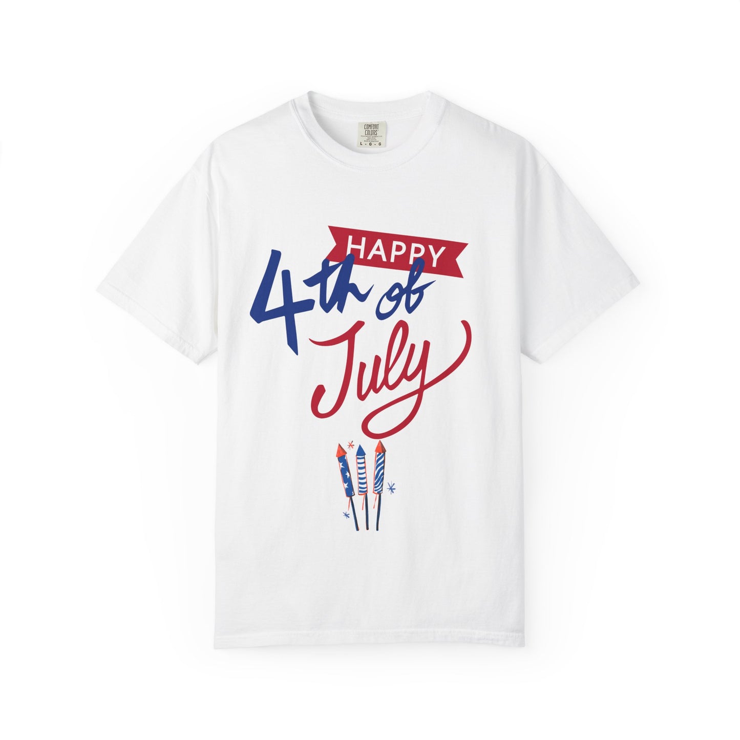 Happy 4th of July Unisex T-shirt, Patriotic Tee for Independence Day, Summer Celebration Shirt, Fireworks Design, Gift for Friends