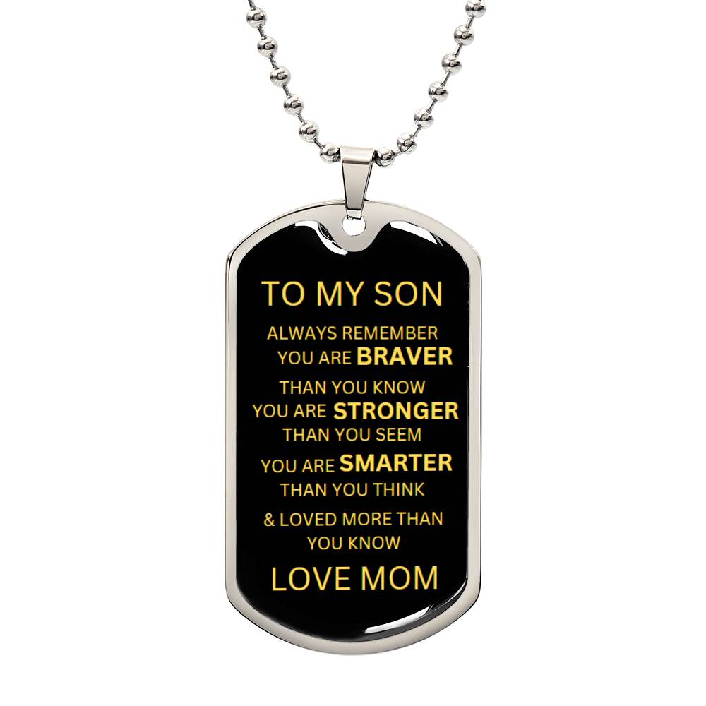 Love Mom Dog Tag For Son