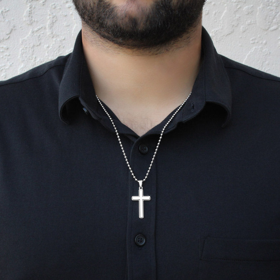 TO MY SON  ARTISAN CROSS NECKLACE WITH SNAKE CHAIN From Mom...MY LITTLE BOY