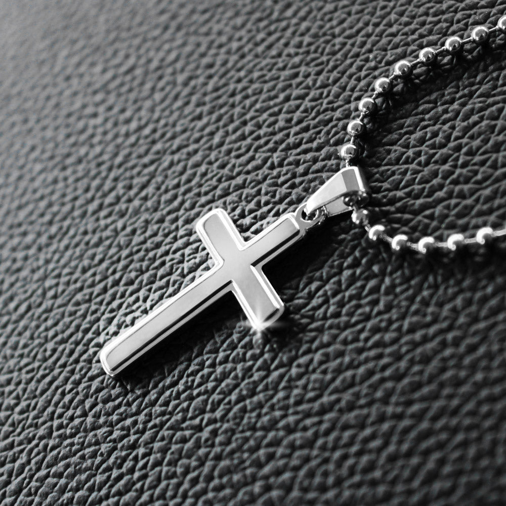 TO MY SON  ARTISAN CROSS NECKLACE WITH SNAKE CHAIN From Mom...MY LITTLE BOY