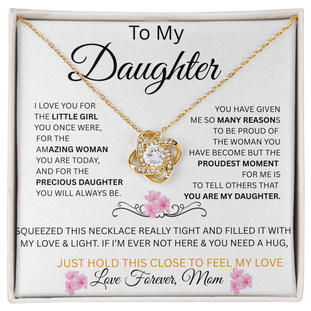 TO DAUGHTER GIFT  From Mom....LOVE KNOT NECKLACE