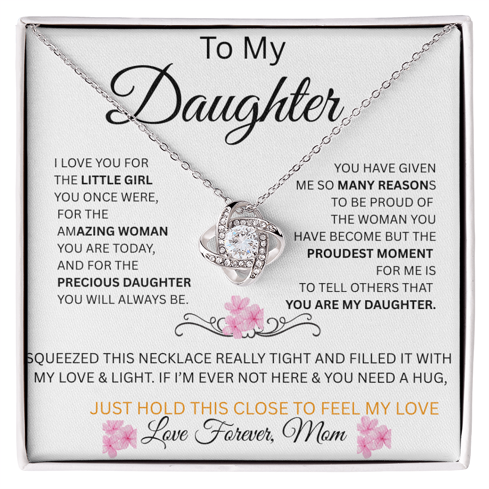 TO DAUGHTER GIFT  From Mom....LOVE KNOT NECKLACE