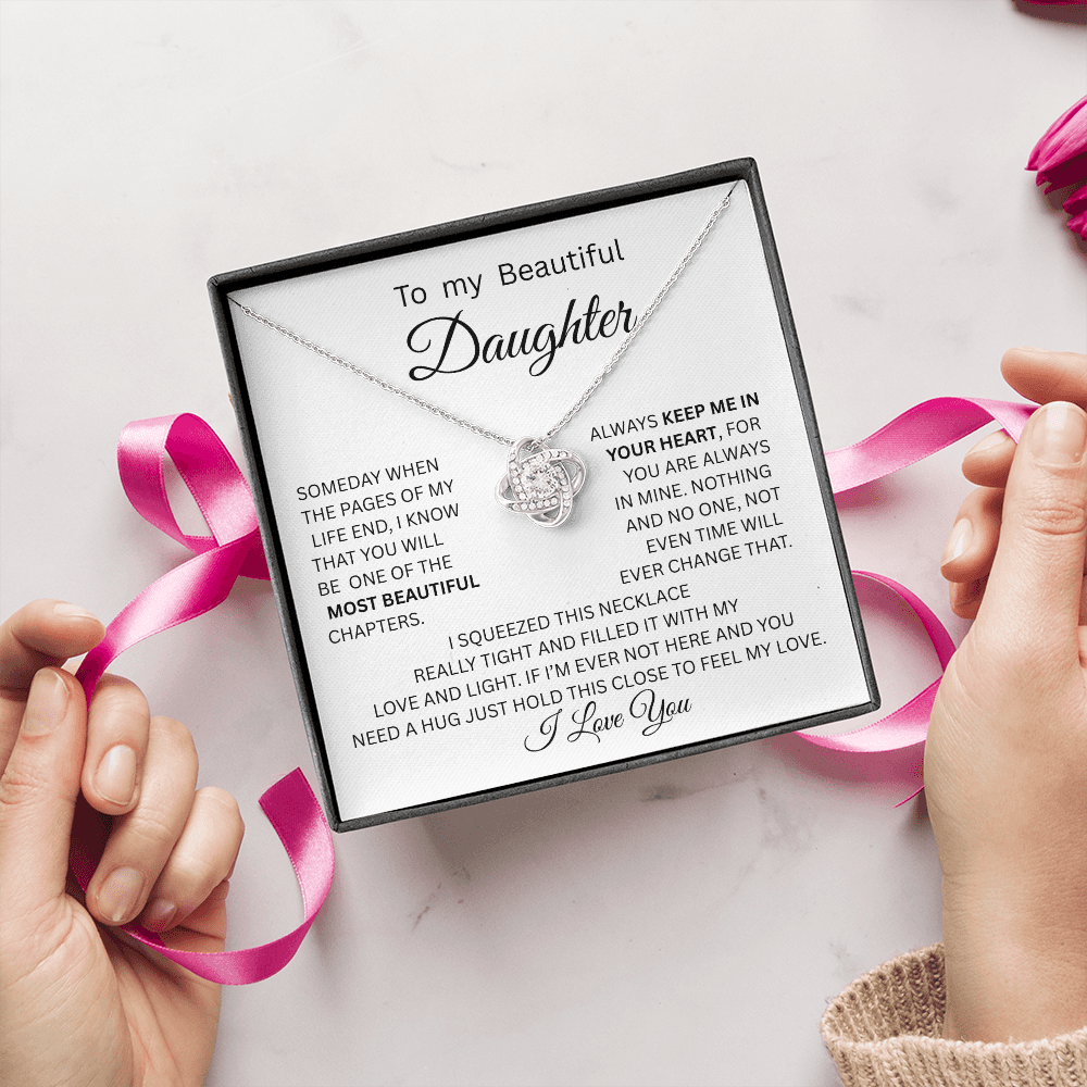 TO MY DAUGHTER LOVE KNOT NECKLACE ,,,Pages of life..