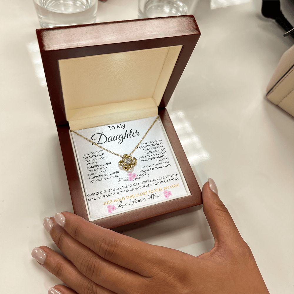 TO DAUGHTER GIFT  From Mom....LOVE KNOT NECKLACE