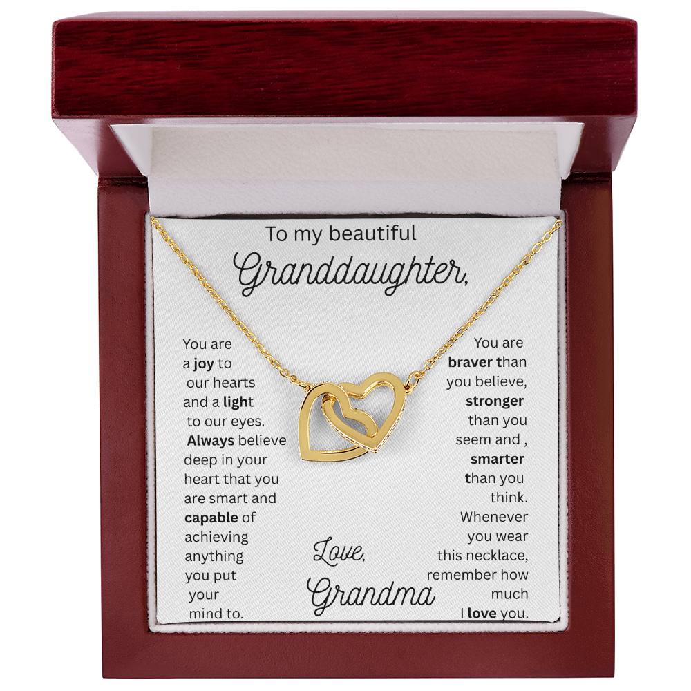 TO MY BEAUTIFUL GRAND DAUGHTER From Grandma....INTERLOCKING HEART NECKLACE