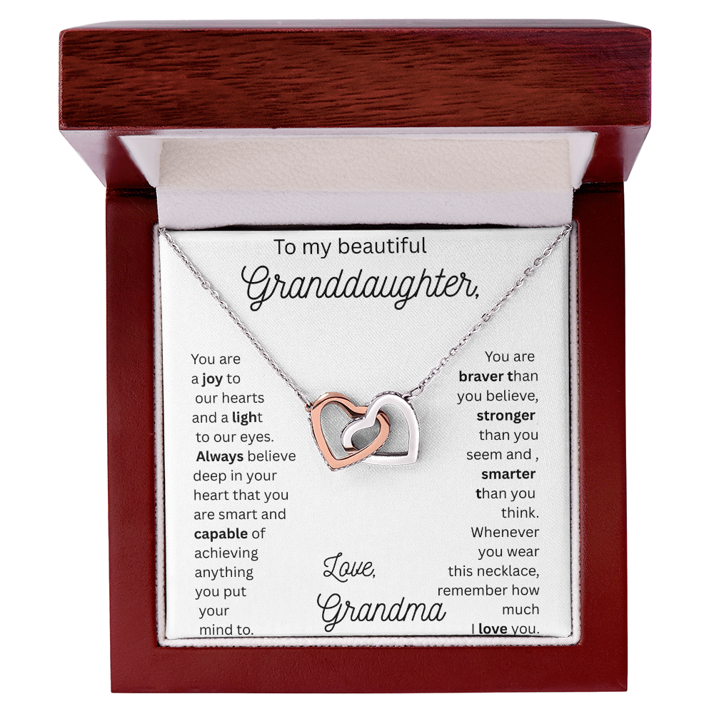 TO MY BEAUTIFUL GRAND DAUGHTER From Grandma....INTERLOCKING HEART NECKLACE