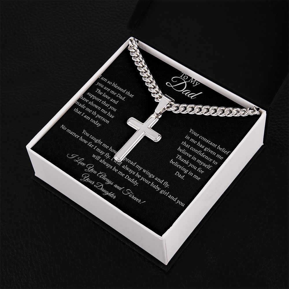 TO MY DAD - CUBAN CHAIN with Artisan Cross NECKLACE