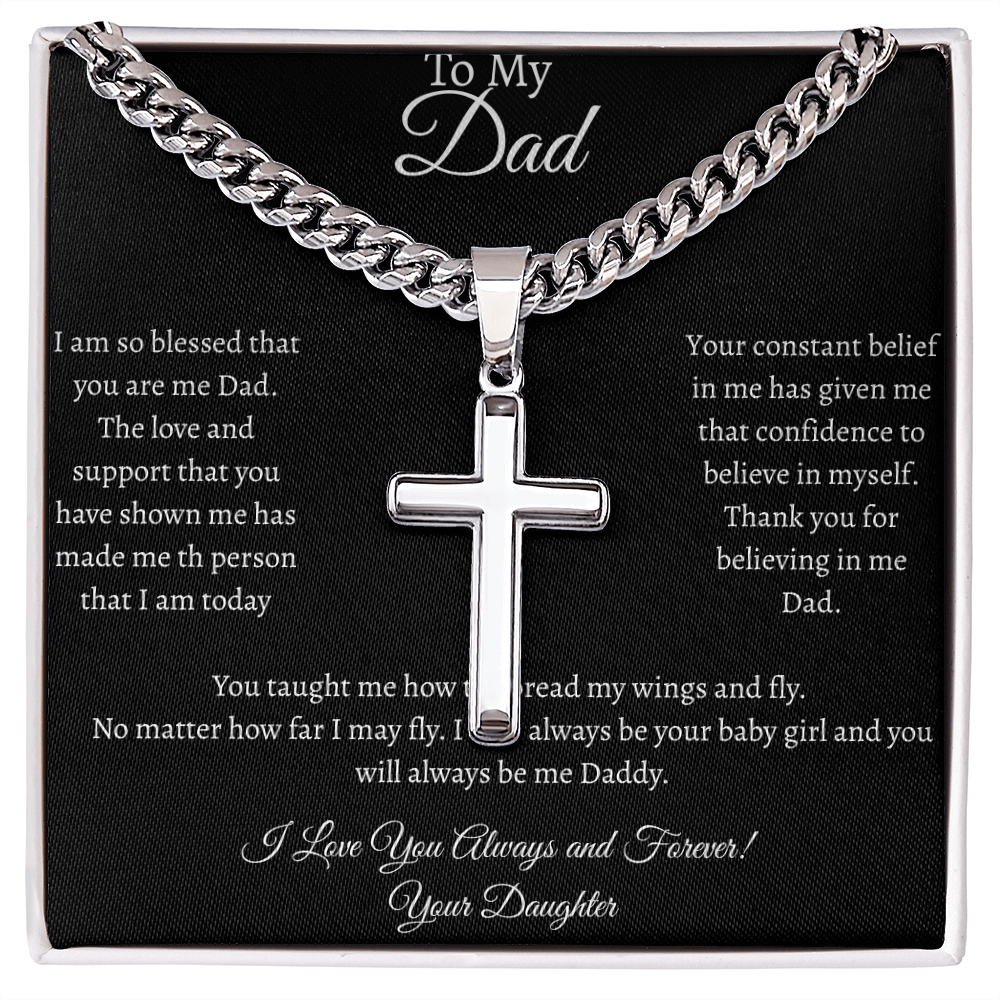 TO MY DAD - CUBAN CHAIN with Artisan Cross NECKLACE