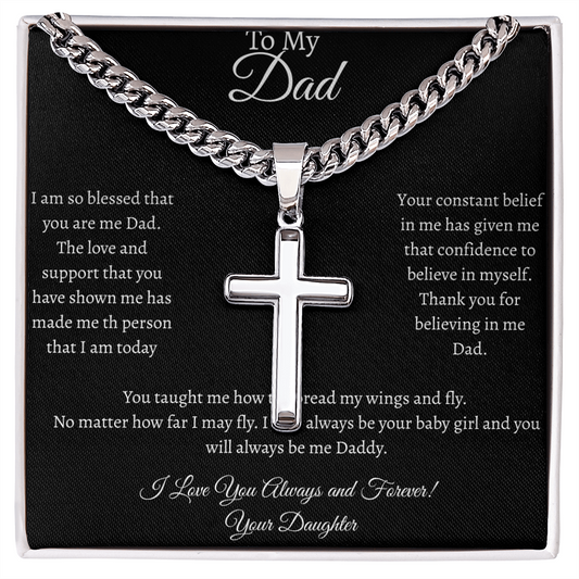 TO MY DAD - CUBAN CHAIN with Artisan Cross NECKLACE