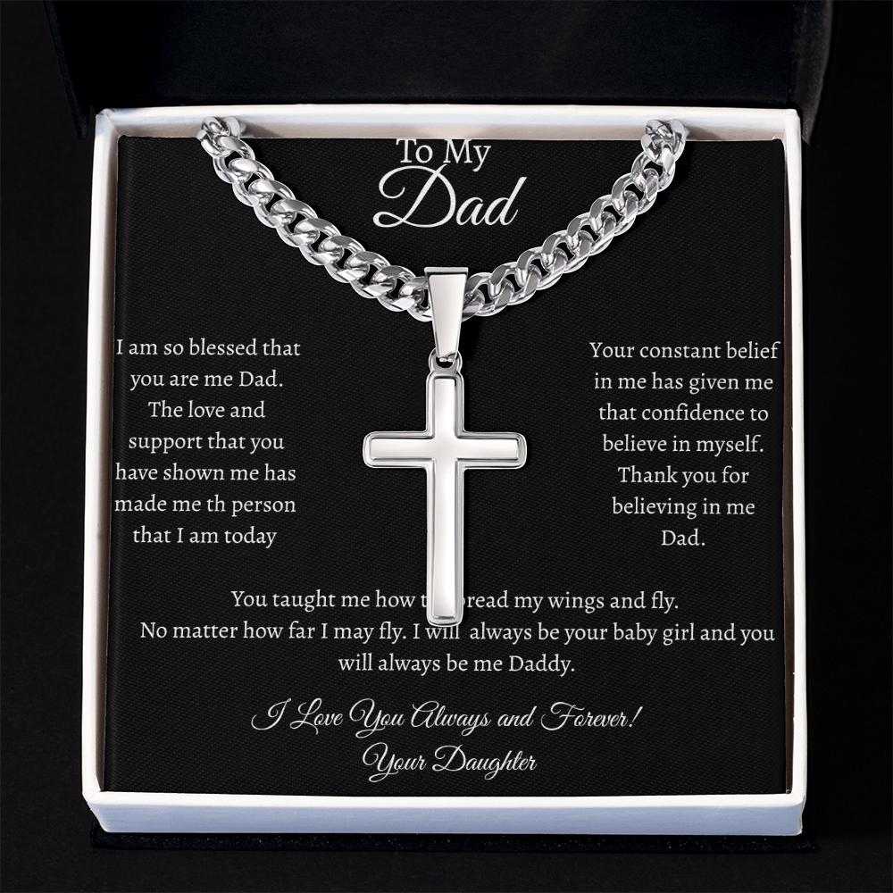 TO MY DAD - CUBAN CHAIN with Artisan Cross NECKLACE