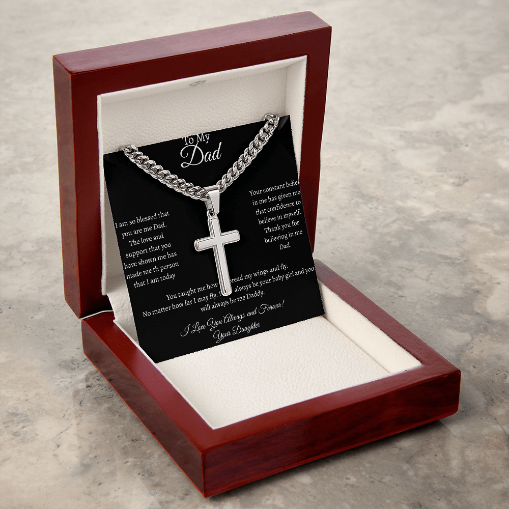 TO MY DAD - CUBAN CHAIN with Artisan Cross NECKLACE