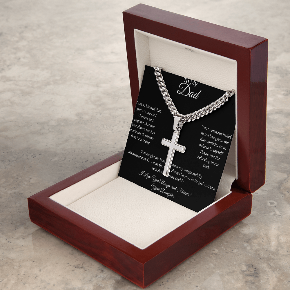 TO MY DAD - CUBAN CHAIN with Artisan Cross NECKLACE