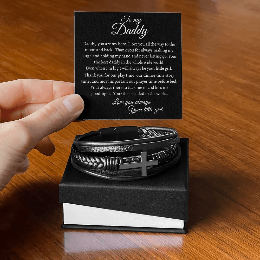 To My Daddy (from daughter) - Men's Cross Bracelet