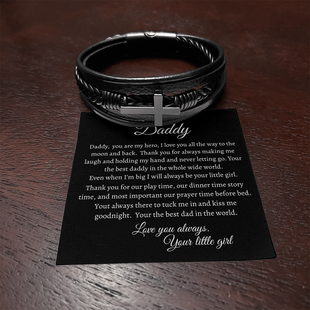 To My Daddy (from daughter) - Men's Cross Bracelet