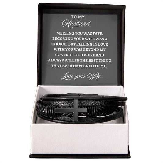 To My handsome Husband - Men Cross Bracelet