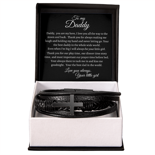 To My Daddy (from daughter) - Men's Cross Bracelet