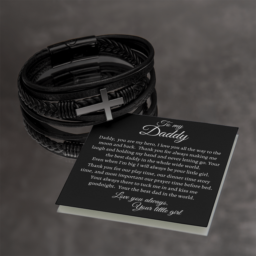To My Daddy (from daughter) - Men's Cross Bracelet