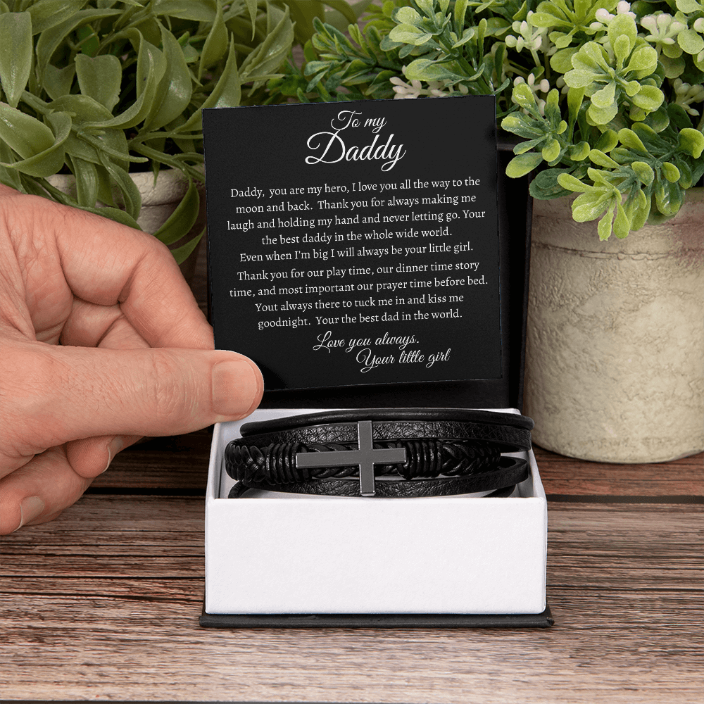 To My Daddy (from daughter) - Men's Cross Bracelet