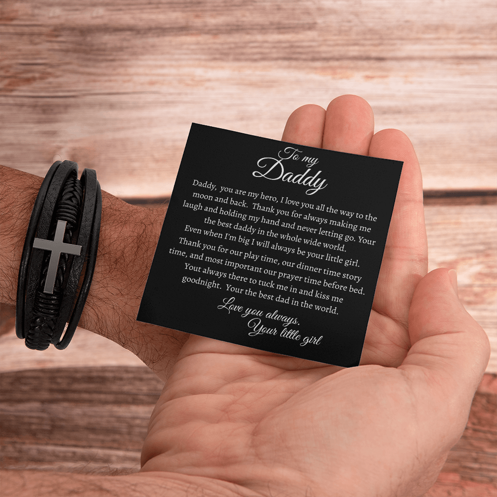 To My Daddy (from daughter) - Men's Cross Bracelet