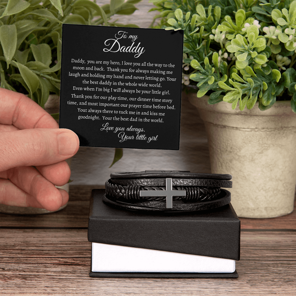 To My Daddy (from daughter) - Men's Cross Bracelet