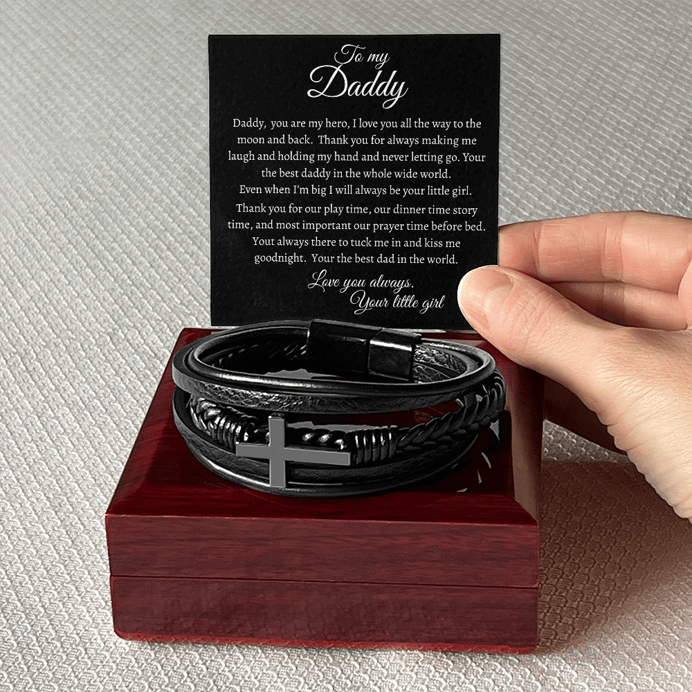 To My Daddy (from daughter) - Men's Cross Bracelet