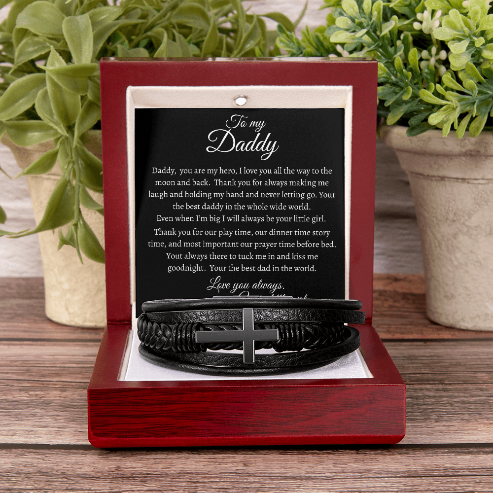 To My Daddy (from daughter) - Men's Cross Bracelet