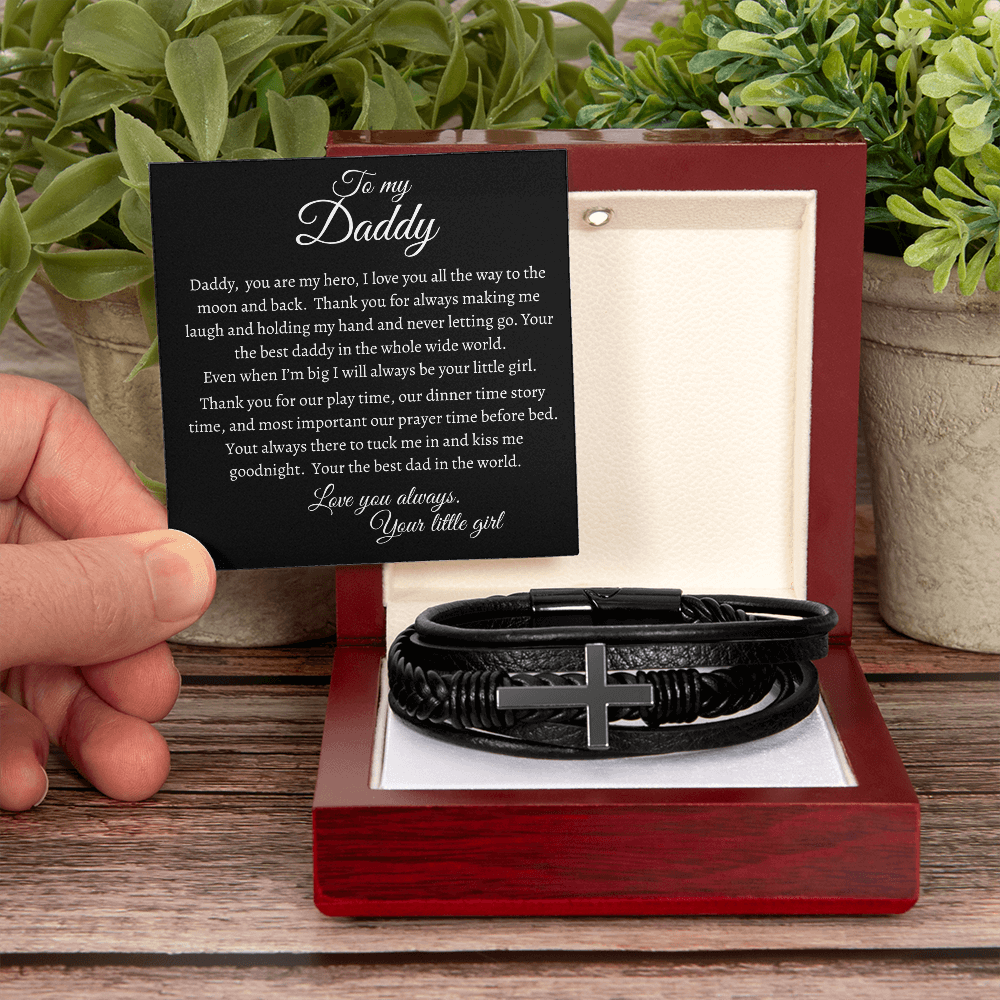 To My Daddy (from daughter) - Men's Cross Bracelet