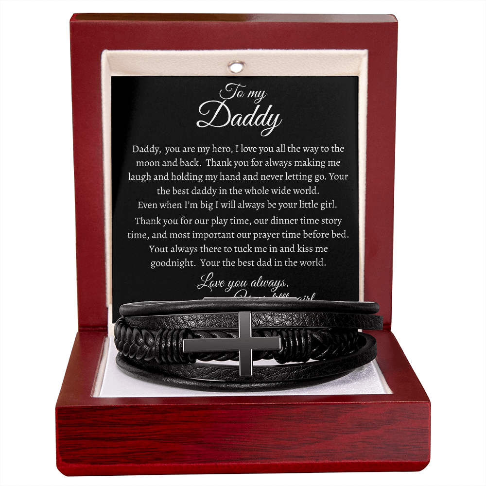 To My Daddy (from daughter) - Men's Cross Bracelet