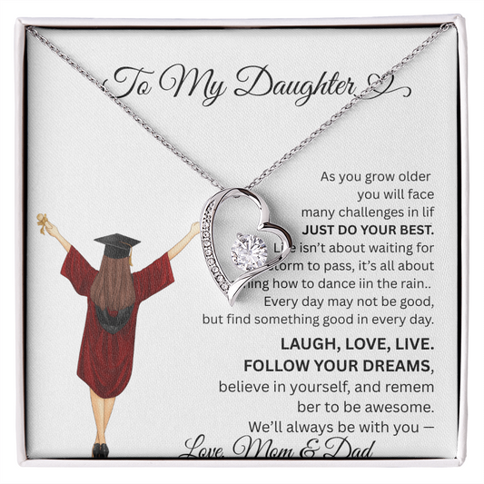 DAUGHTER GRADUATION  FOREVER LOVE NECKLACE frm mom and dad